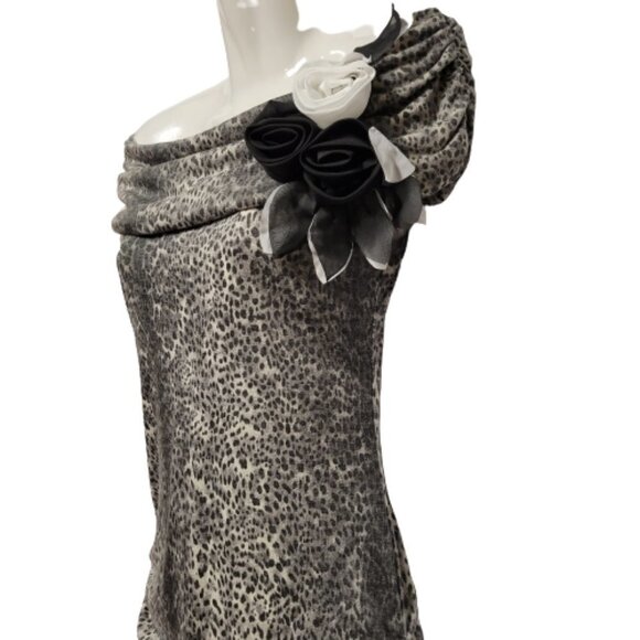 Animal Print Cowl Dress Off-Shoulder Sleeveless Dress -Sizes S /Size M / Size L - Picture 3 of 16